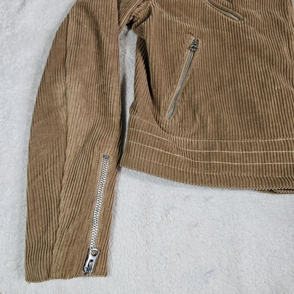 RAG & BONE Mercer Corduroy Moto Camel Cropped Jacket Womens Medium. - Picture 6 of 15